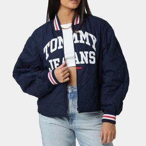 Tommy Hilfiger Womens Tommy jeans navy college quilted full zip jacket M